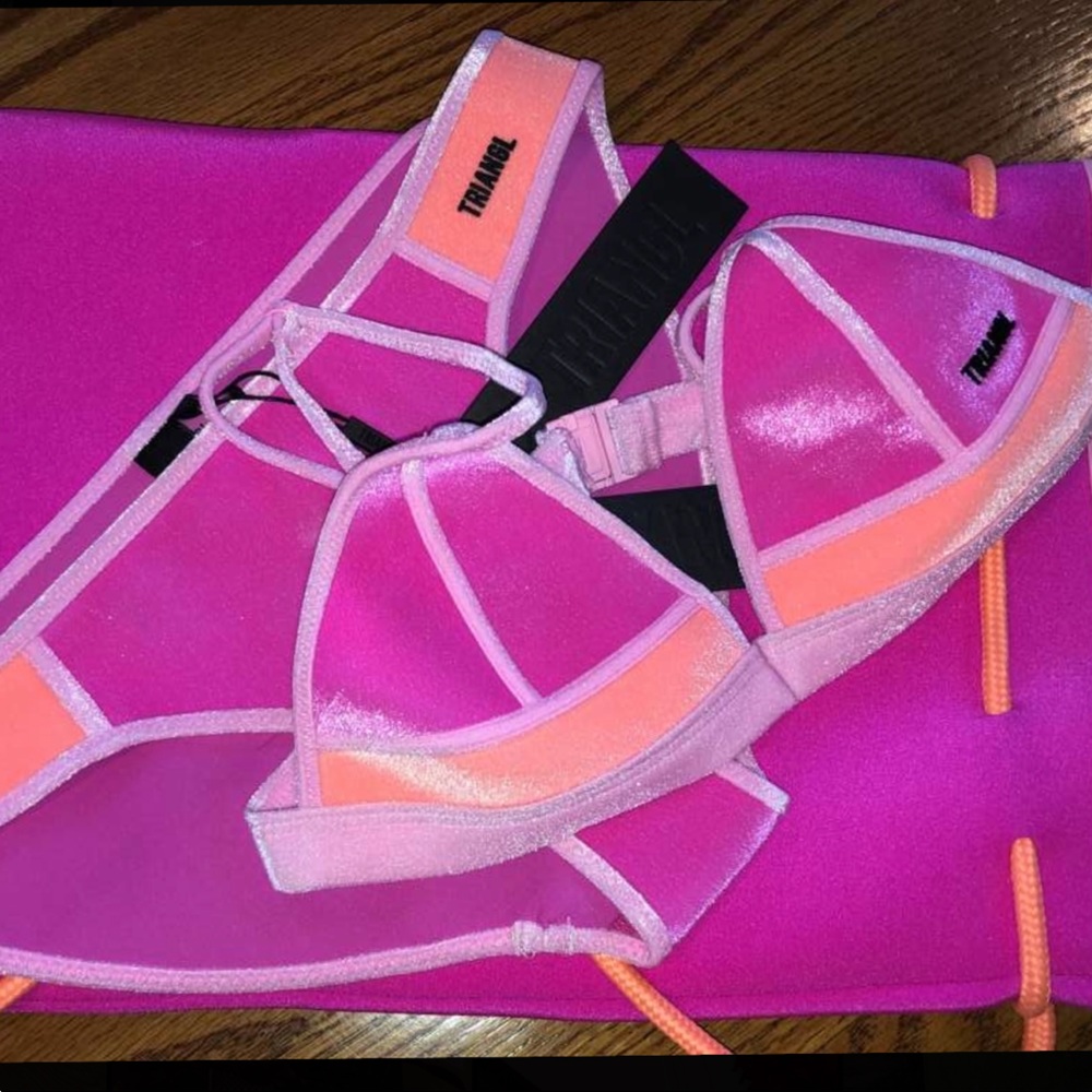Pink and orange triangl bikini